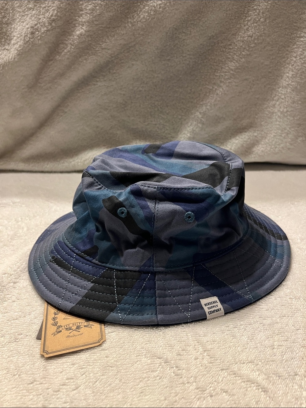 Herschel Supply Company Navy Black Blue Camo Reversible Bucket Hat
